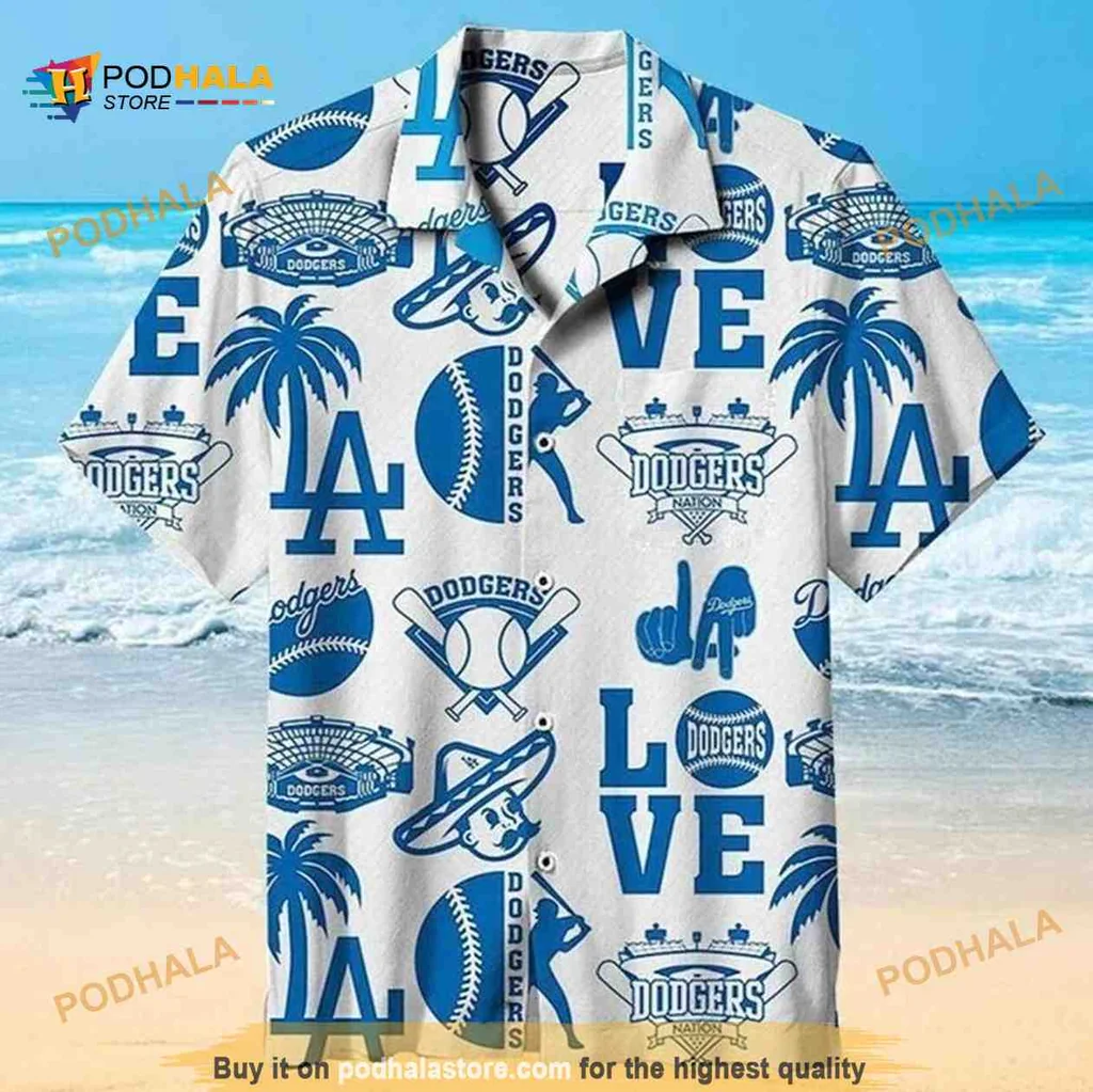 Los Angeles Dodgers Tropical Shirt Featuring Palm Trees And Baseballs