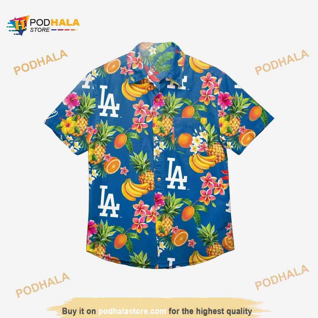 Los Angeles Dodgers Tropical Shirt With Vibrant Fruit Pattern