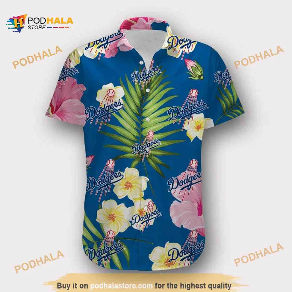 Los Angeles Dodgers Tropical Shirt With Vibrant Hibiscus Design