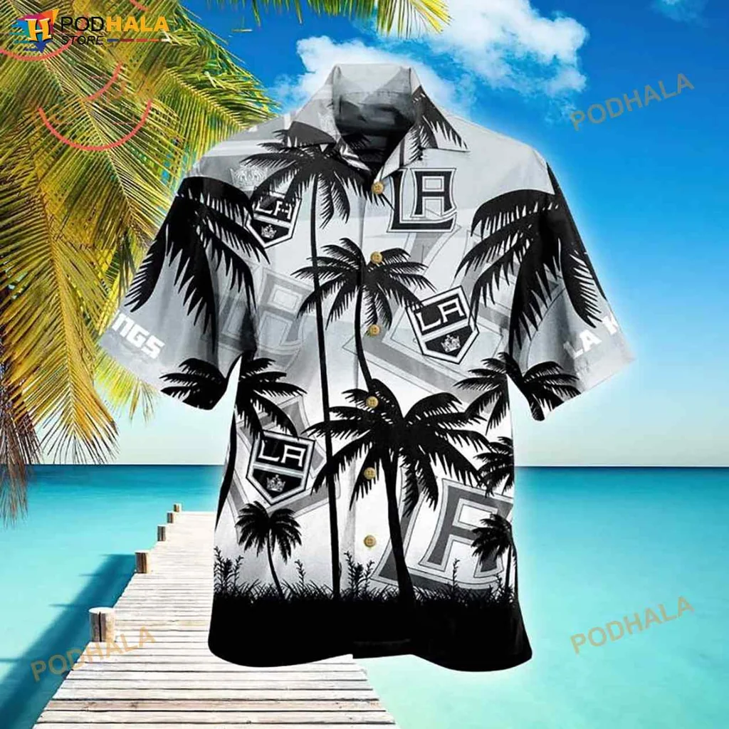 Los Angeles Kings Hawaiian Shirt With Palm Trees And Team Logos