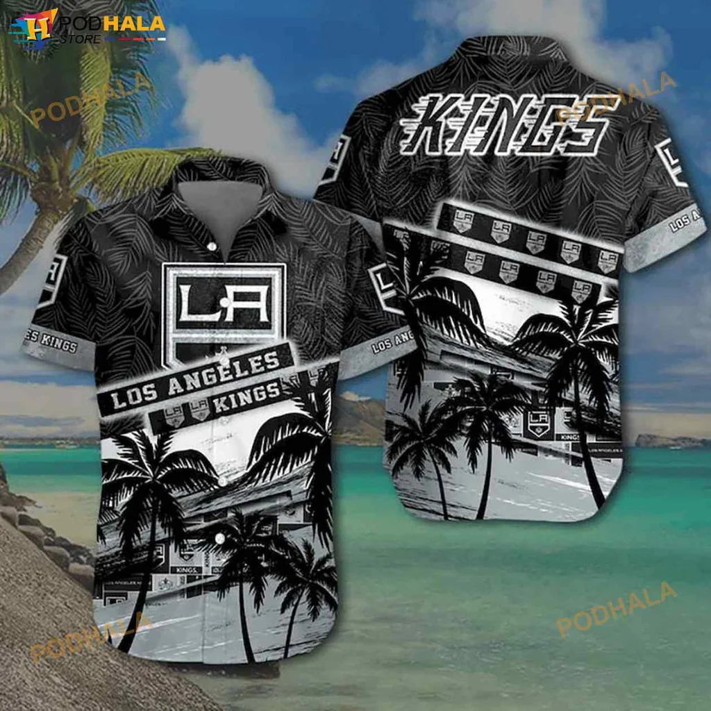 Los Angeles Kings Hawaiian Shirt With Tropical Palm Leaves Design Los Angeles Kings Hawaiian Shirt With Tropical Palm Leaves Design