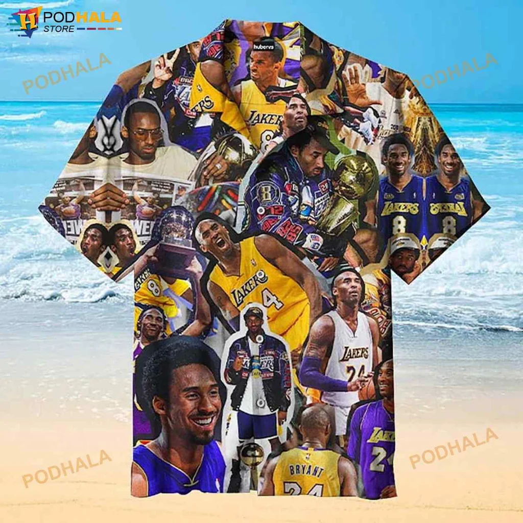 Los Angeles Lakers Vintage Hawaiian Shirt With Player Collage Design