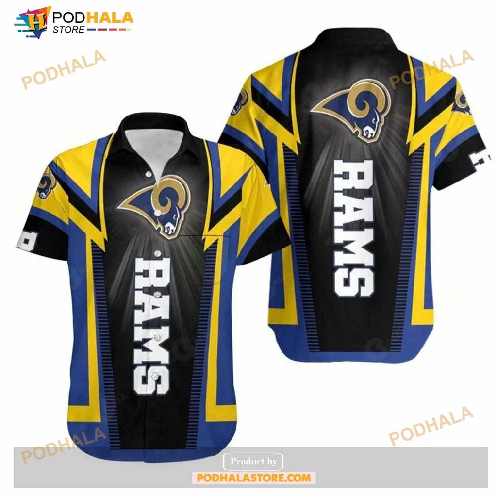 Los Angeles Rams Aloha Shirt Featuring Bold Team Colors And Logo