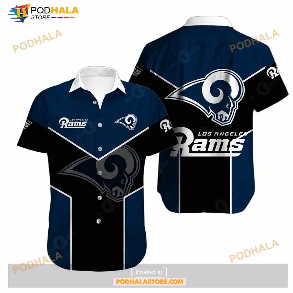 Los Angeles Rams Fan Hawaiian Shirt, Bold Navy Blue Design With Logo