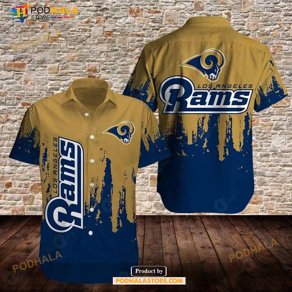 Los Angeles Rams Hawaiian Shirt With Bold Logo And Distressed Design