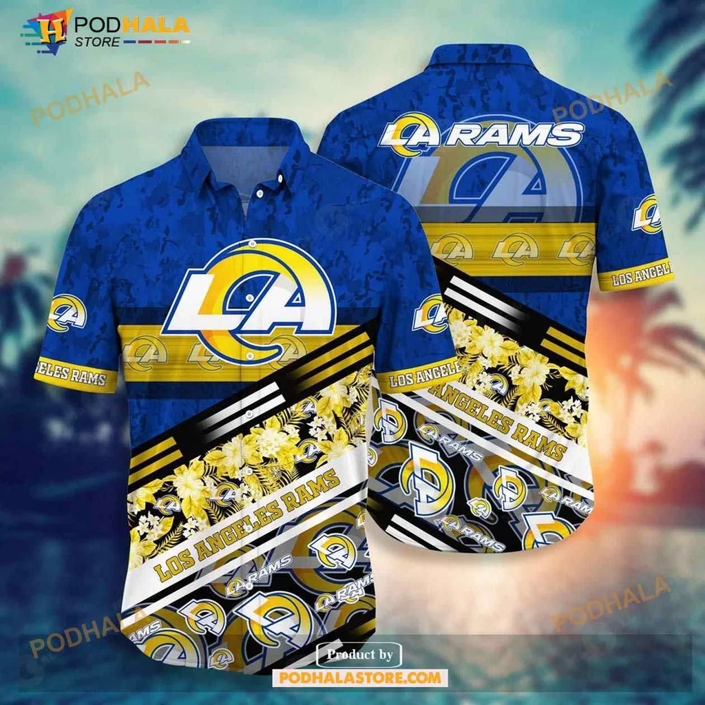 Los Angeles Rams Hawaiian Shirt With Floral Pattern And Team Logo
