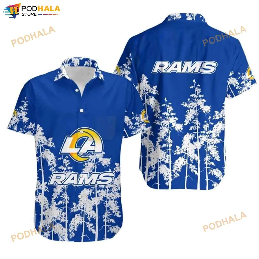 Los Angeles Rams Hawaiian Shirt With Forest Design And Logo