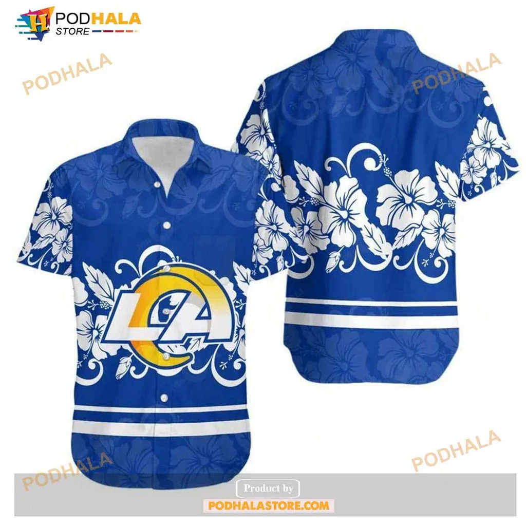 Los Angeles Rams Hibiscus Hawaiian Shirt With Tropical Design