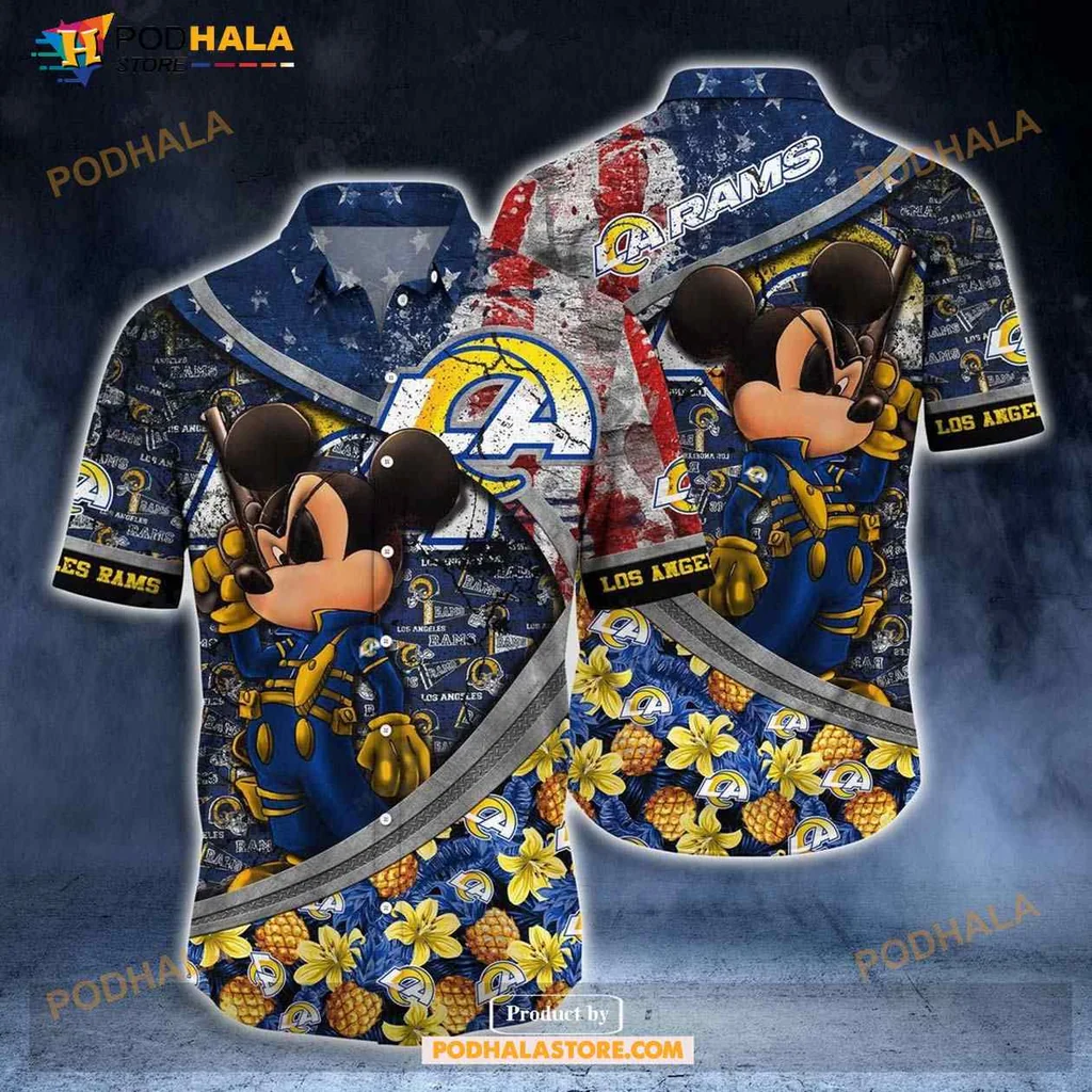 Los Angeles Rams Mouse Aloha Shirt With Tropical Design For Fans