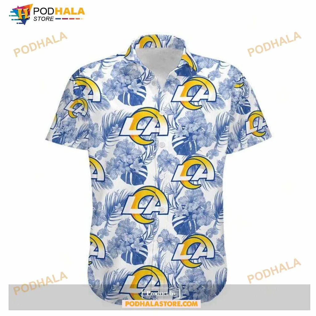 Los Angeles Rams Tropical Aloha Shirt Featuring Vibrant Logo And Foliage