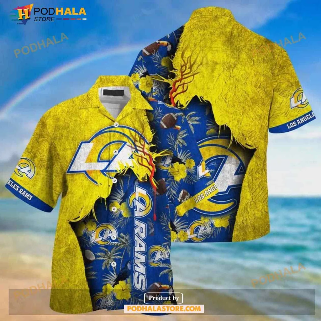 Los Angeles Rams Tropical Hawaiian Shirt With Colorful Design And Logo