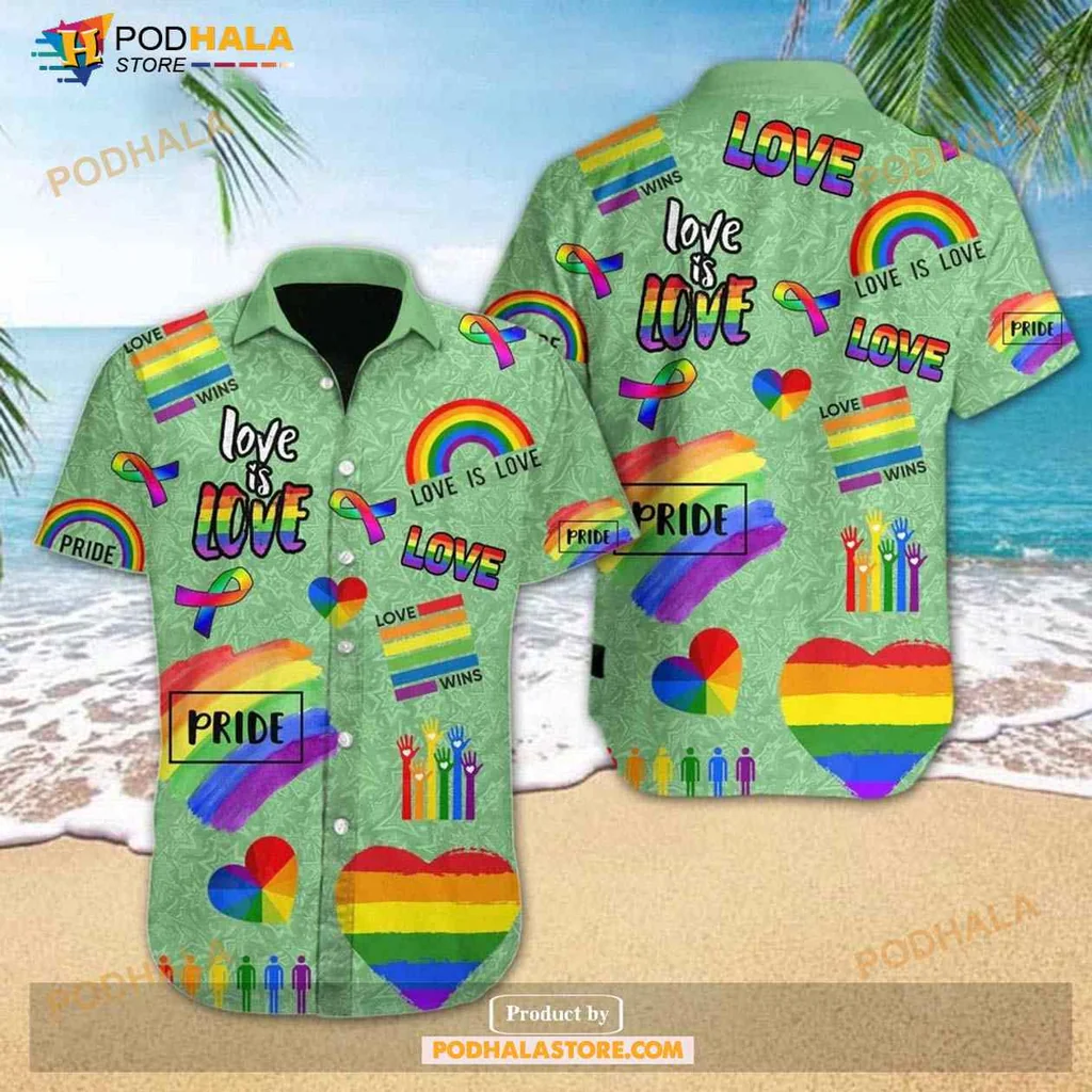 Love Is Love Rainbow Hawaiian Shirt, Colorful Lgbtq Pride Aloha Shirt