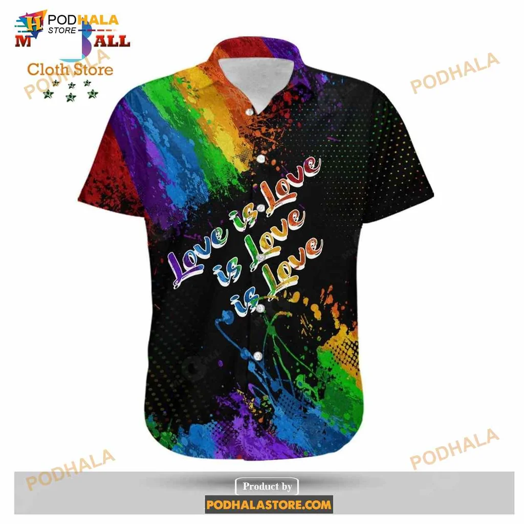 Love Is Love Rainbow Hawaiian Shirt With Watercolor Design