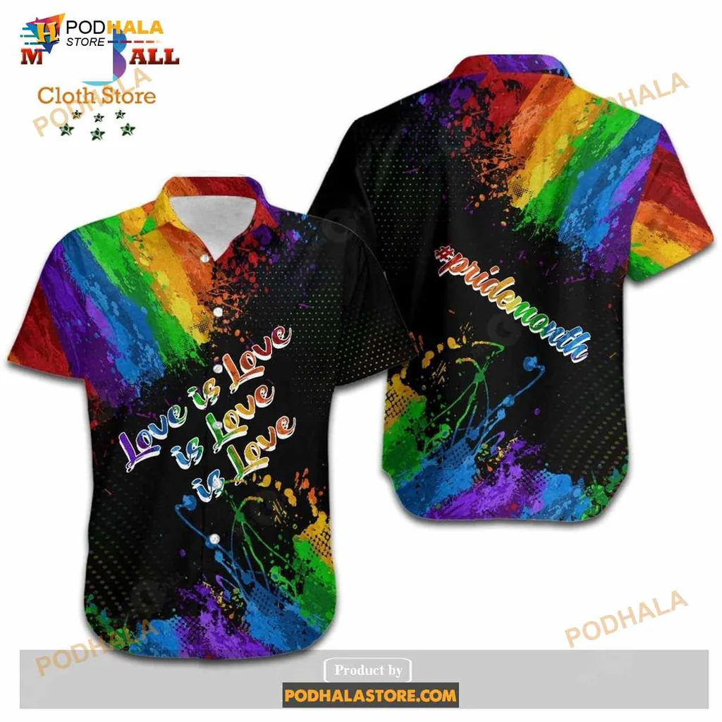 Love Is Love Rainbow Tropical Shirt With Watercolor Design Love Is Love Rainbow Tropical Shirt With Watercolor Design