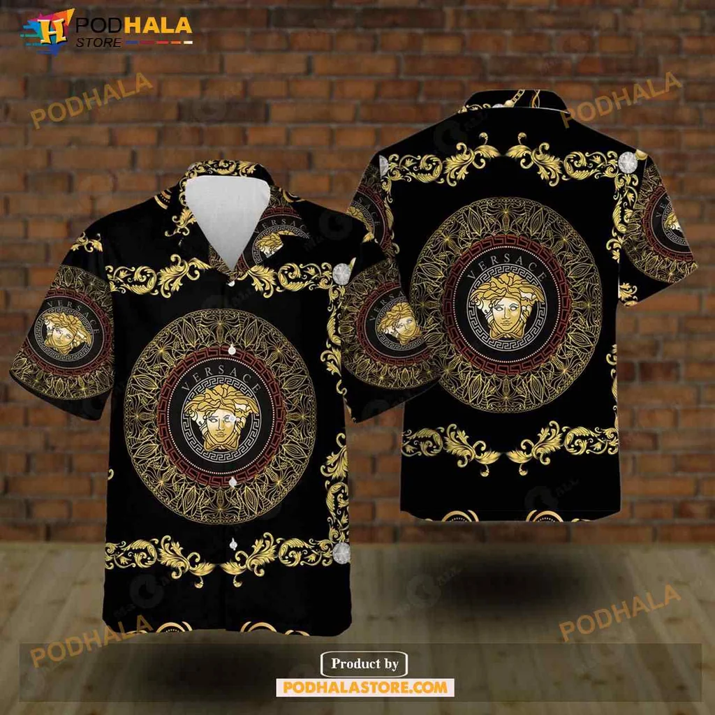 Luxury Greek Mythology Hawaiian Shirt With Bold Golden Emblem