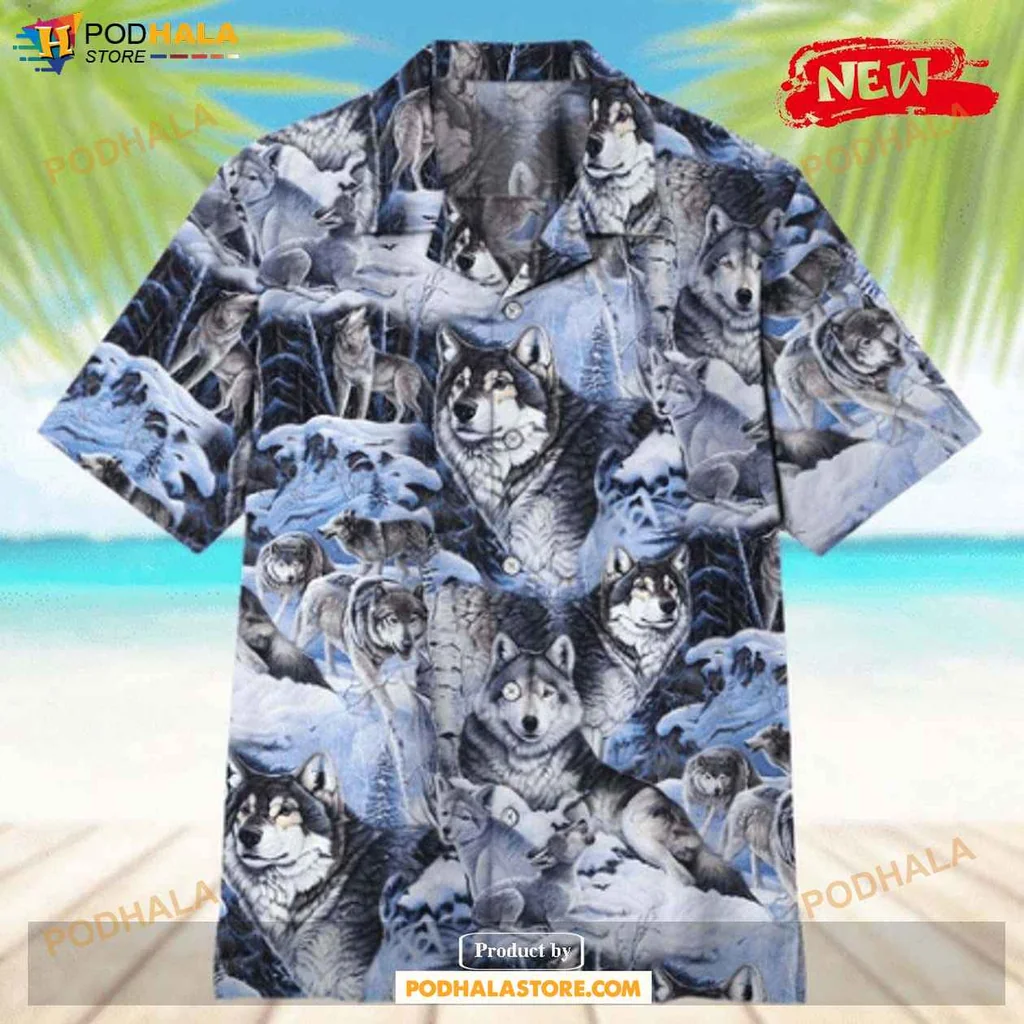 Majestic Wolves Aloha Shirt, Tropical Design For Summer Casual Wear