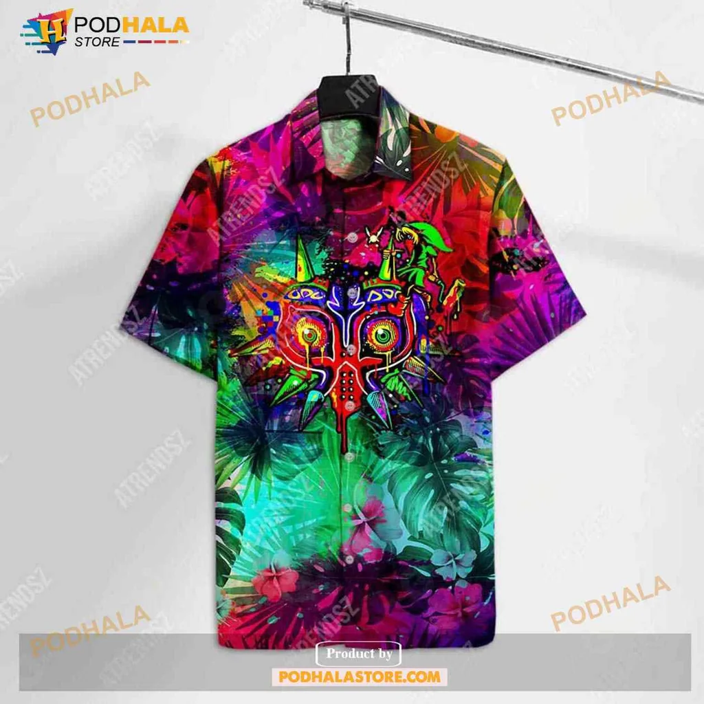 Majora Mask Tropical Hawaiian Shirt, Colorful Legend Of Zelda Design