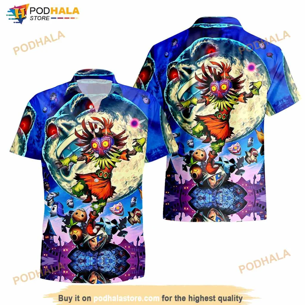 Majoras Mask Hawaiian Shirt With Iconic Gaming Design