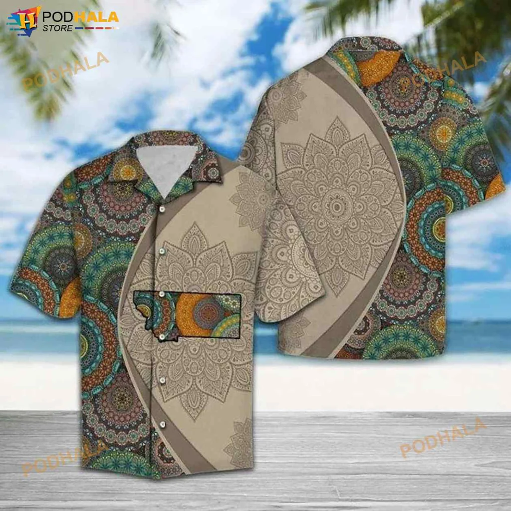 Mandala Pattern Hawaiian Shirt In Earthy Tones For A Tropical Vibe