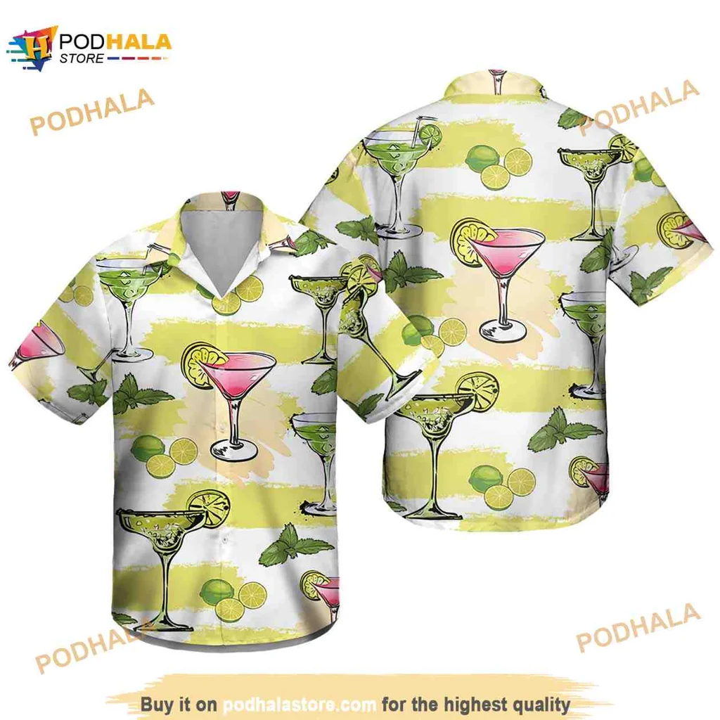 Margarita Cocktail Tropical Hawaiian Shirt, Fun Summer Party Aloha Shirt