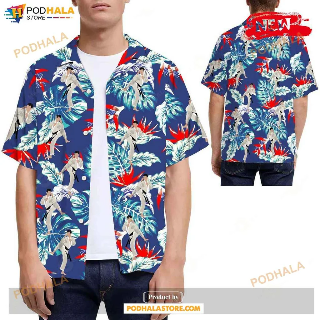 Martial Arts Lover Hawaiian Shirt, Vibrant Tropical Design With Martial Arts Figures