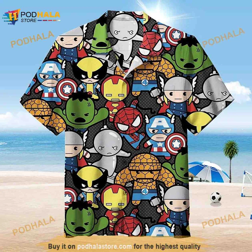 Marvel Superheroes Hawaiian Shirt Featuring Spider Man, Iron Man, And More