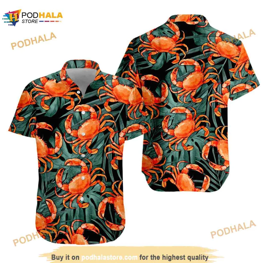 Maryland Blue Crab Hawaiian Shirt, Colorful Tropical Aloha Design