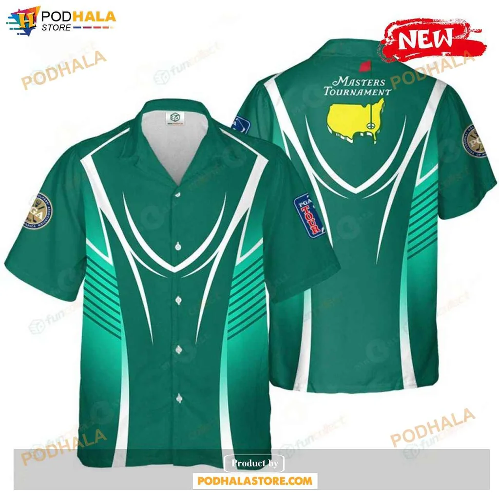 Masters Tournament Hawaiian Shirt Vibrant Green Golf Design With Logos
