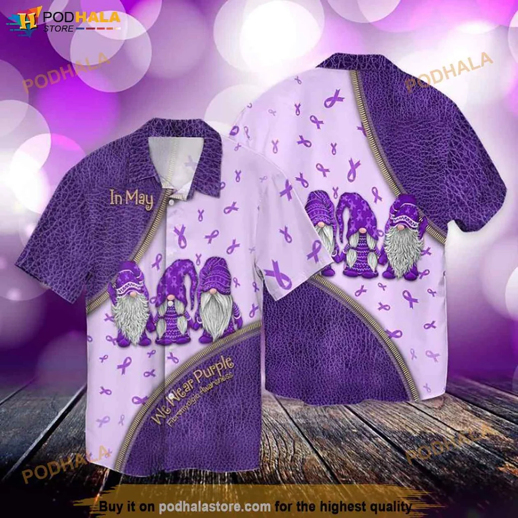 May Fibromyalgia Awareness Hawaiian Shirt, Funny Gnome Design For Chronic Illness Support