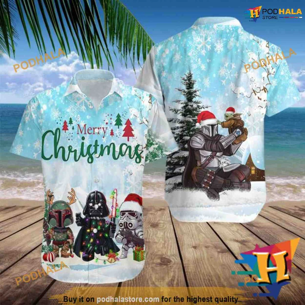 Merry Christmas Star Wars Hawaiian Shirt With Festive Graphics