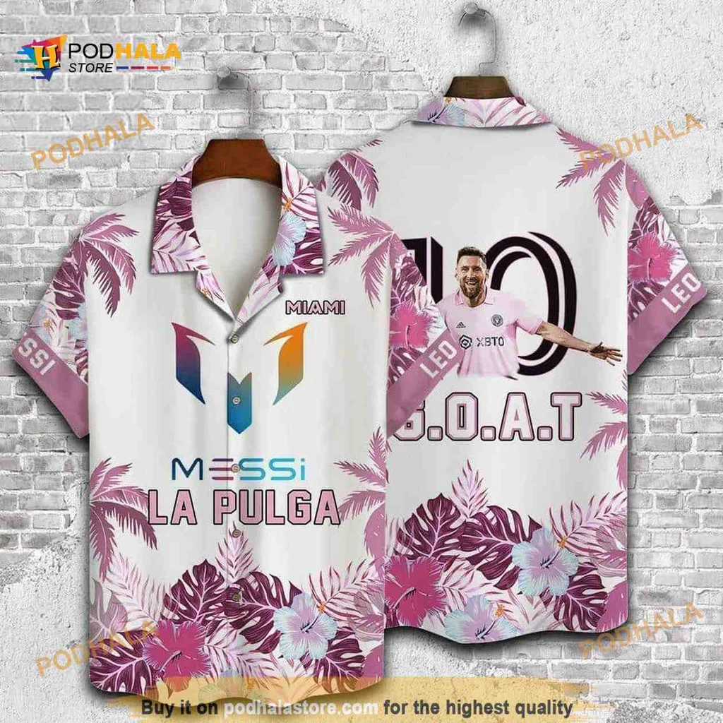 Messi La Pulga Hawaiian Shirt With Tropical Flower Pattern