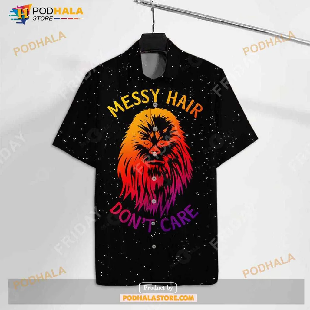 Messy Hair Lion Hawaiian Shirt, Colorful Mane Graphic, Fun Casual Wear
