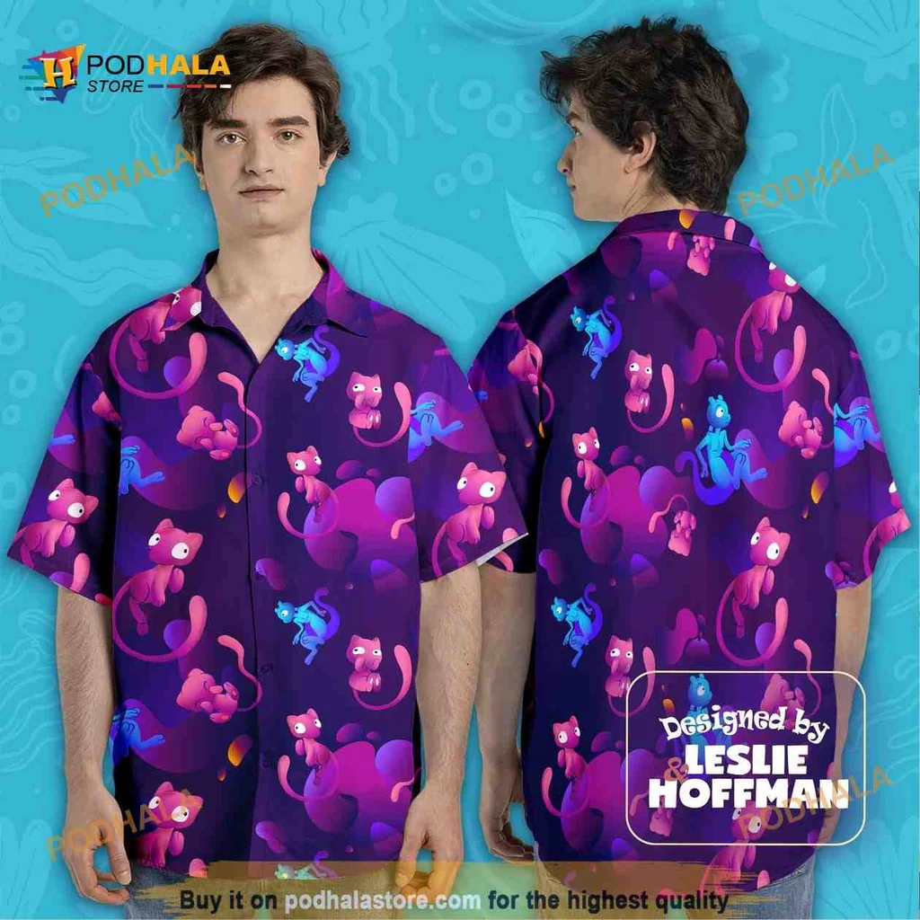 Mew Mewtwo Pokemon Tropical Shirt, Colorful Hawaiian Design For Anime Fans Mew Mewtwo Pokemon Tropical Shirt, Colorful Hawaiian Design For Anime Fans