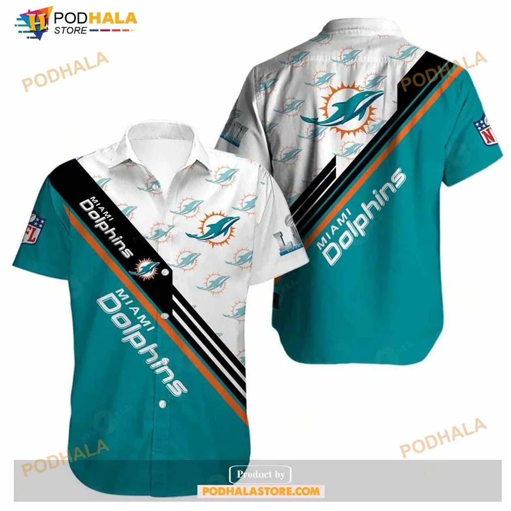 Miami Dolphins Aloha Shirt With Vibrant Teal And White Design