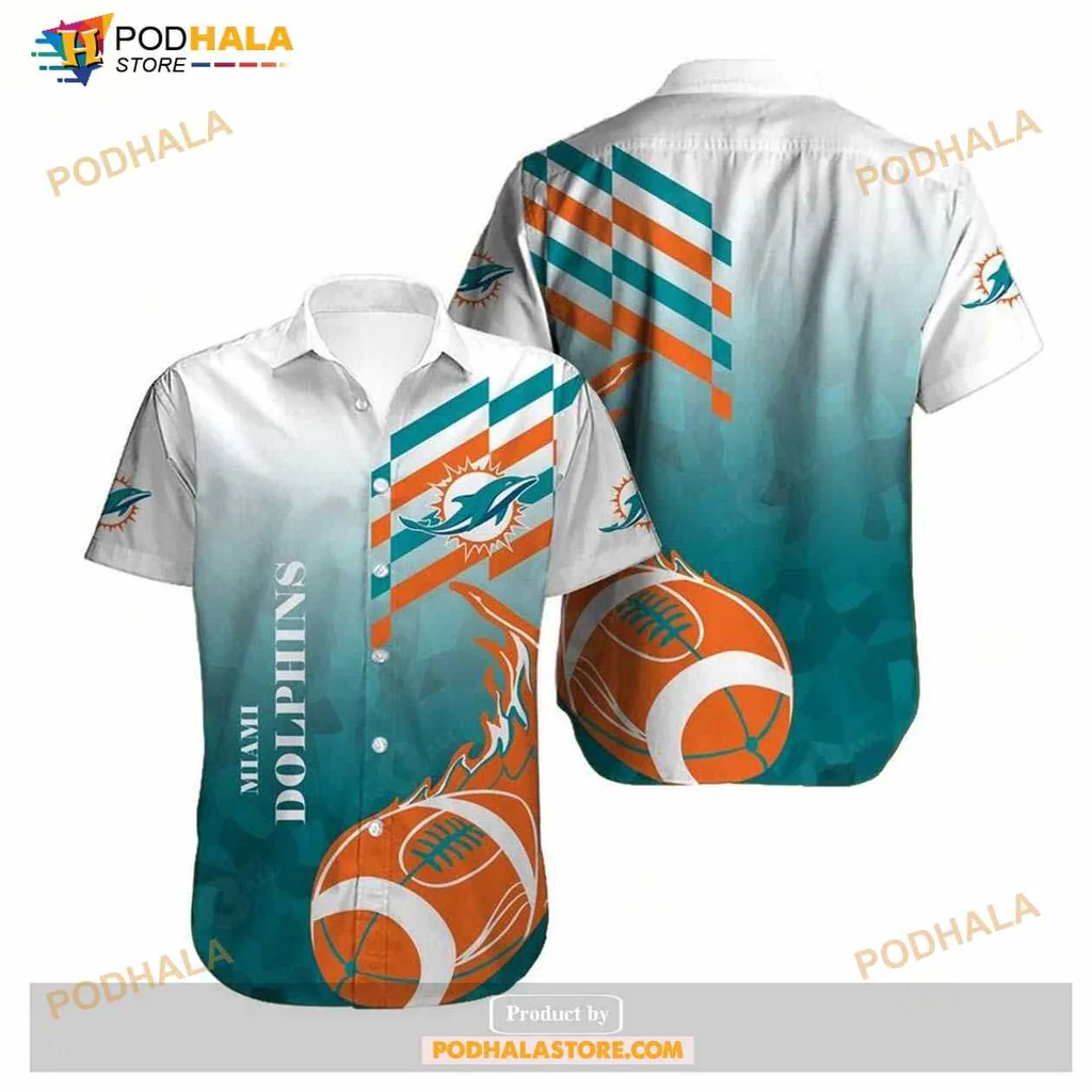 Miami Dolphins Fan Hawaiian Shirt, Vibrant Teal And Orange Design