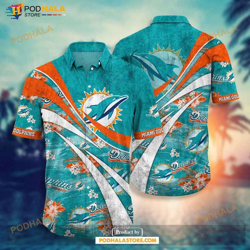 Miami Dolphins Hawaiian Shirt With Vibrant Logo And Tropical Design