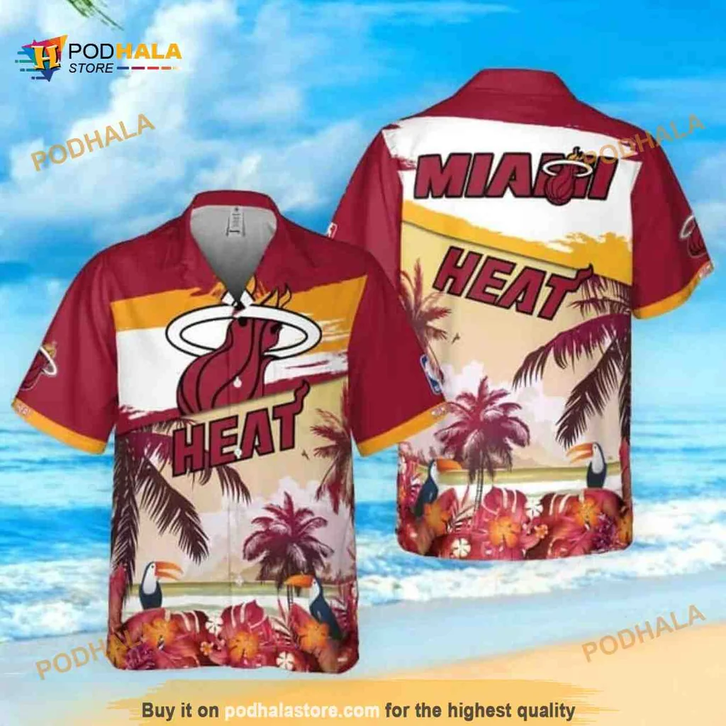 Miami Heat Aloha Hawaiian Shirt With Tropical Beach Pattern