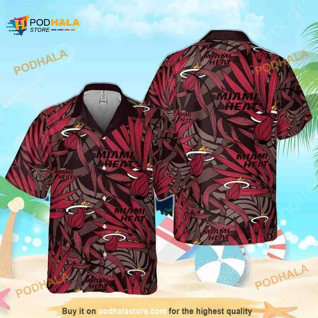 Miami Heat Aloha Shirt Featuring Bold Design For Basketball Fans