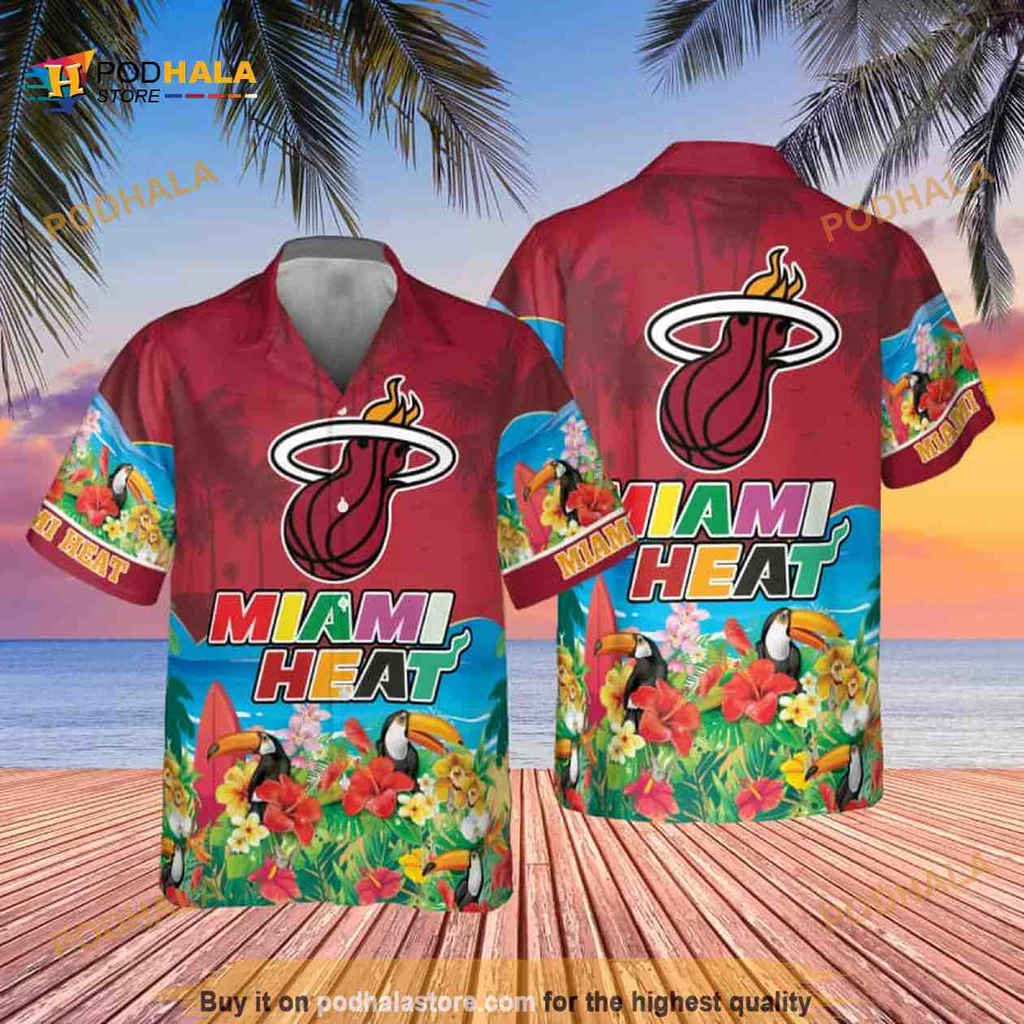 Miami Heat Aloha Shirt Featuring Vibrant Tropical Design
