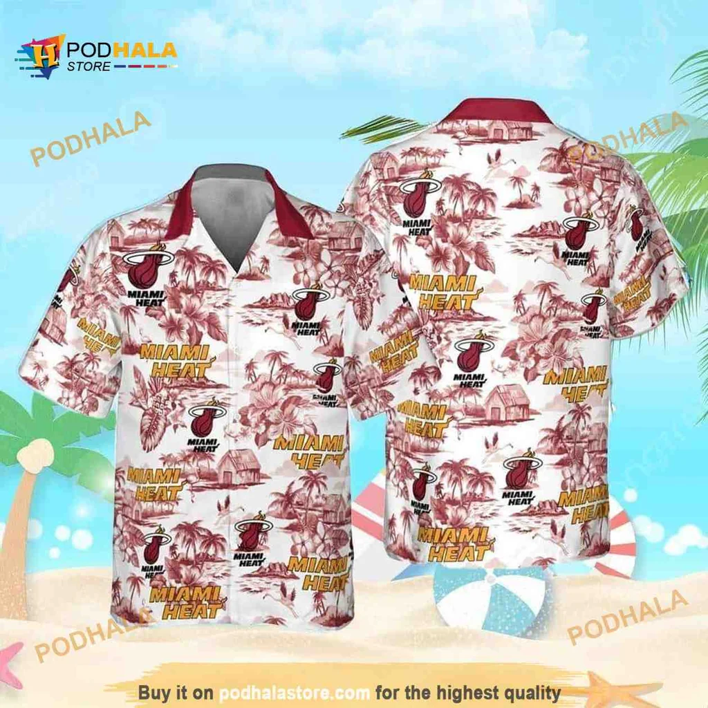 Miami Heat Aloha Shirt With Tropical Design And Bold Colors