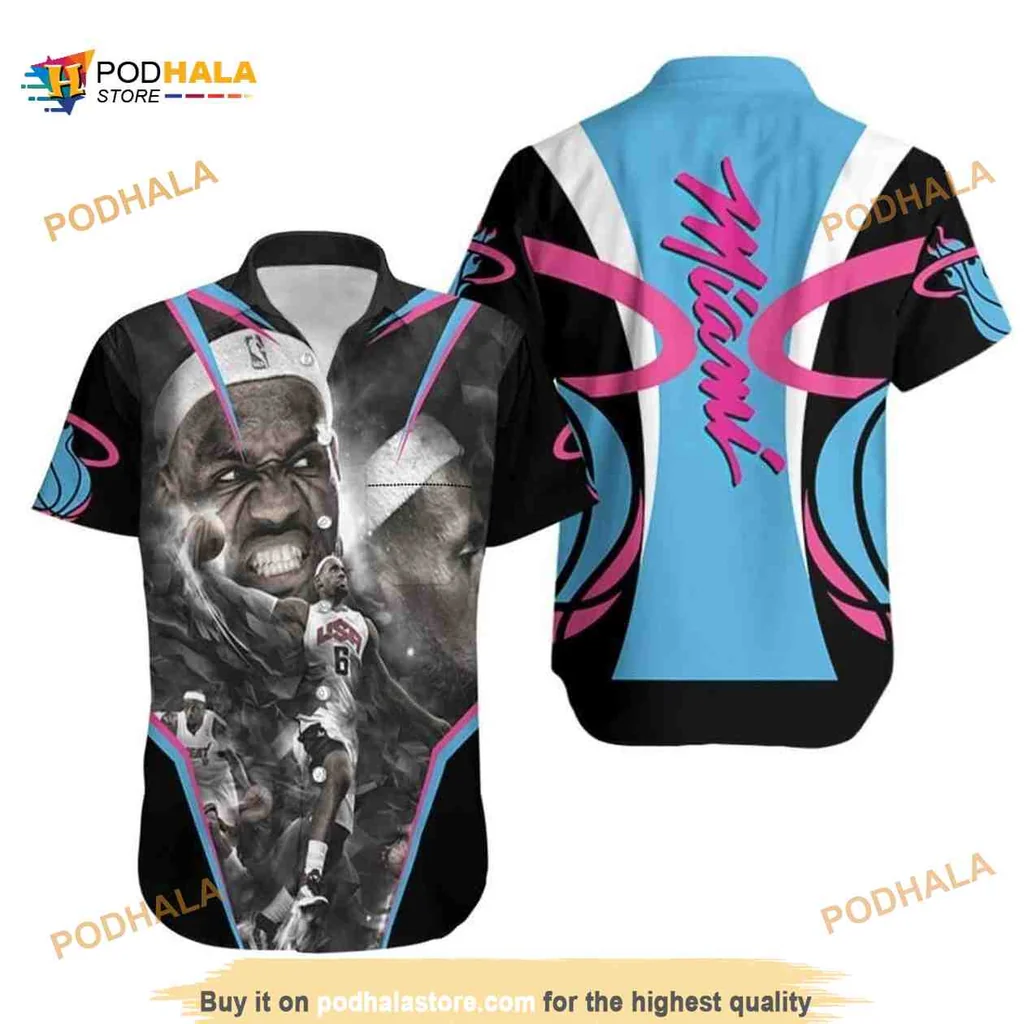 Miami Heat Basketball Aloha Shirt Featuring Lebron James Design
