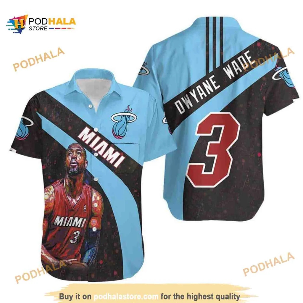 Miami Heat Basketball Fan Hawaiian Shirt Featuring Dwyane Wade