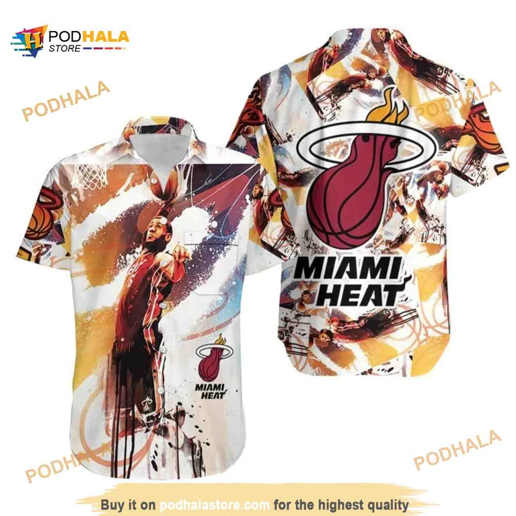 Miami Heat Basketball Fan Hawaiian Shirt Featuring Lebron James Design