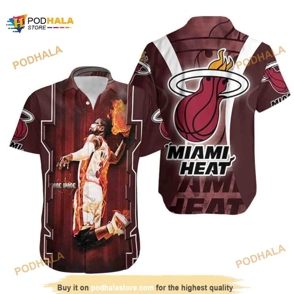 Miami Heat Basketball Fan Hawaiian Shirt With Dwyane Wade Design