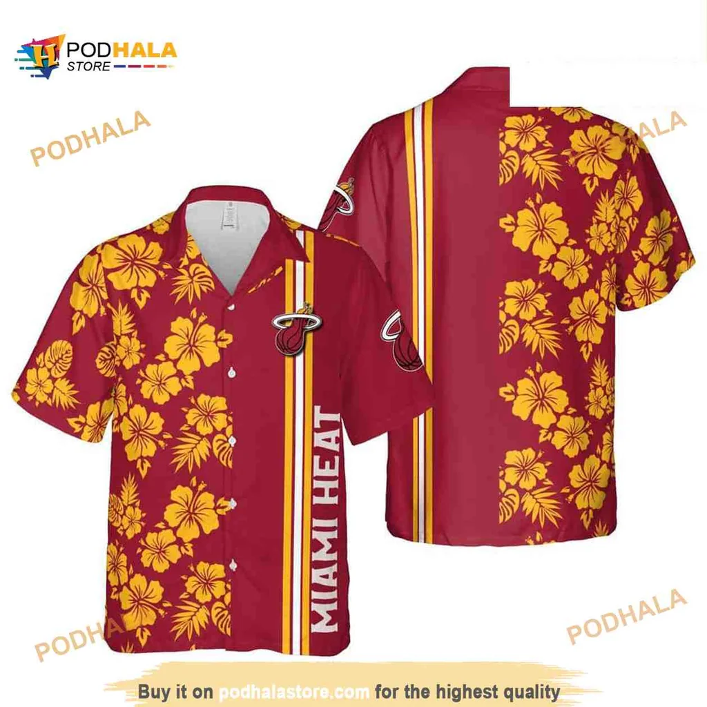 Miami Heat Basketball Fan Hawaiian Shirt With Hibiscus Design
