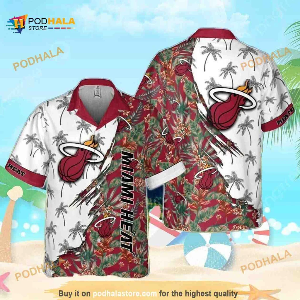 Miami Heat Basketball Fan Hawaiian Shirt With Tropical Design