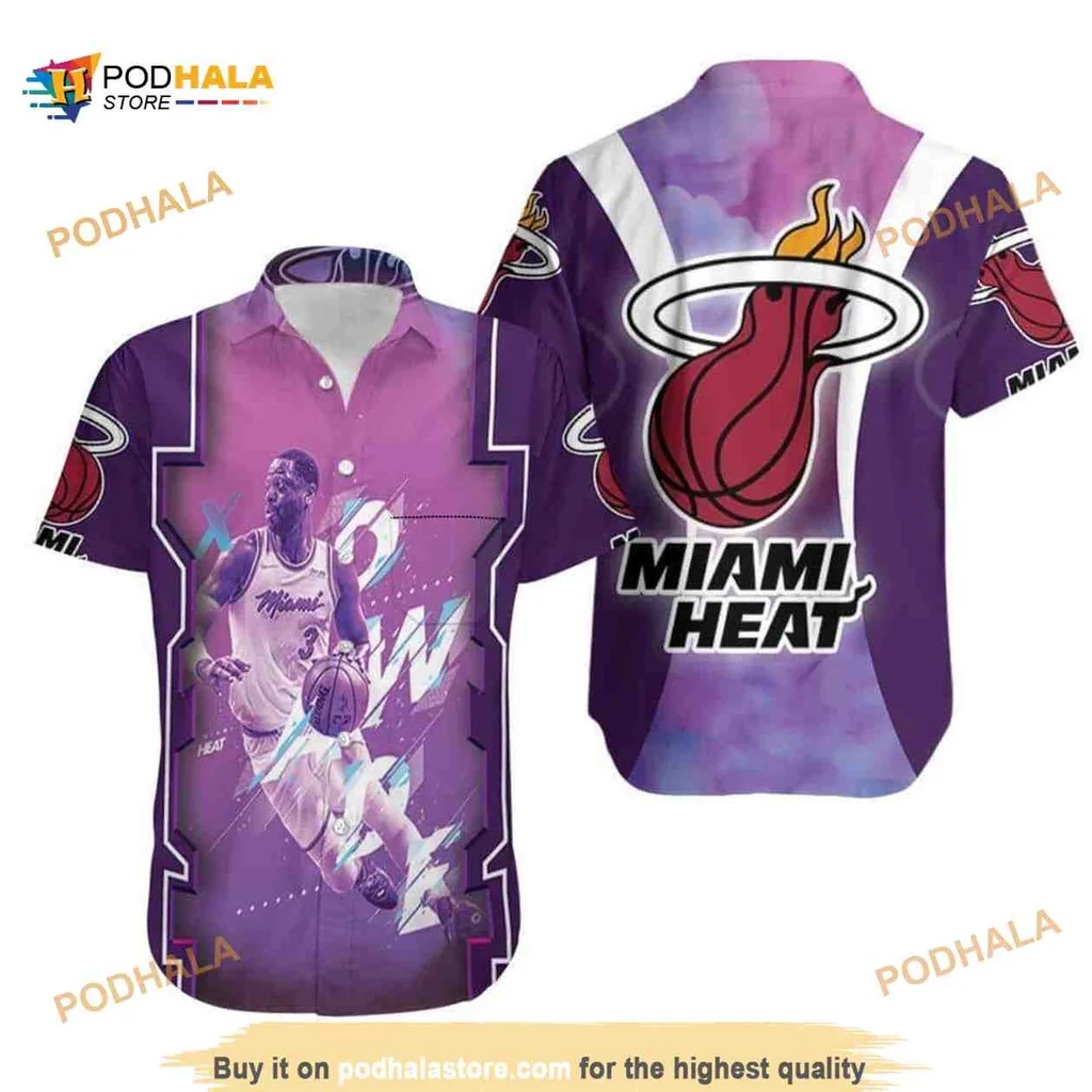 Miami Heat Basketball Fan Shirt With Dwyane Wade Graphic Design