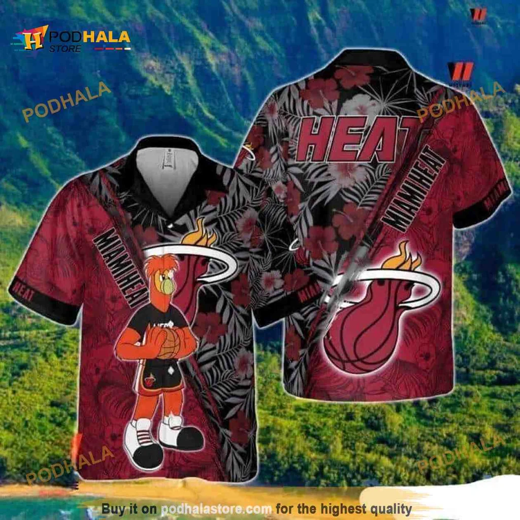 Miami Heat Cartoon Hawaiian Shirt Featuring Basketball Player Design