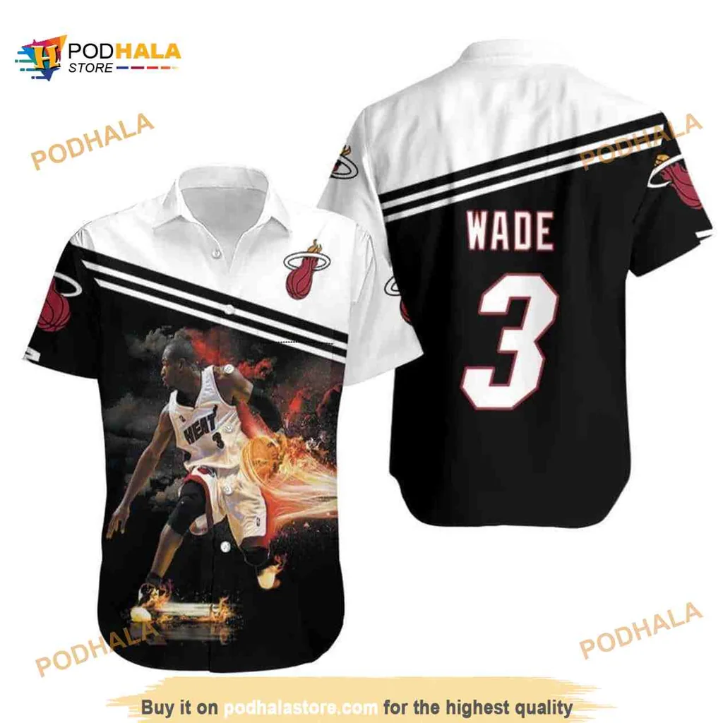 Miami Heat Dwyane Wade Hawaiian Shirt For Basketball Fans