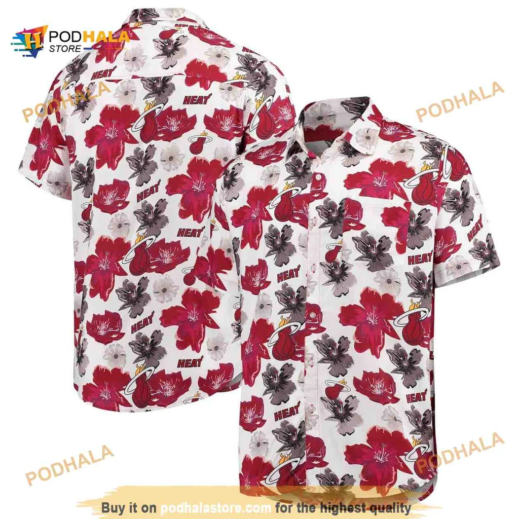 Miami Heat Hibiscus Hawaiian Shirt With Vibrant Tropical Design